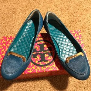 Tory Burch Jess electric blue calfhair flat
